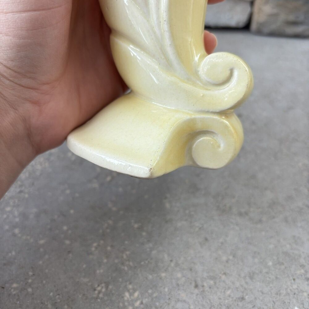 Vintage Pacific Pottery Double Vase Art Nouveau Deco 3324 Yellow & Ivory USA - Picture 12 of 14